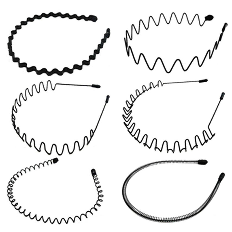 6pcs Spiral Hairstyle Accessories Simple Wavy Headband Hair Hoop Unisex Metal