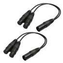 2Pack XLR 3Pin Male to Dual XLR Female Splitter Cable Adapter Converter 1ft