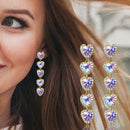 Fashion Rhinestone Heart Dangle Ear Stud Women Long Drop Earrings Jewelry