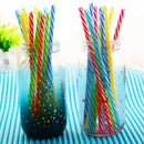 10X Colorful Reusable Hard Plastic Stripe Drinking Straw Clean Wedding Party