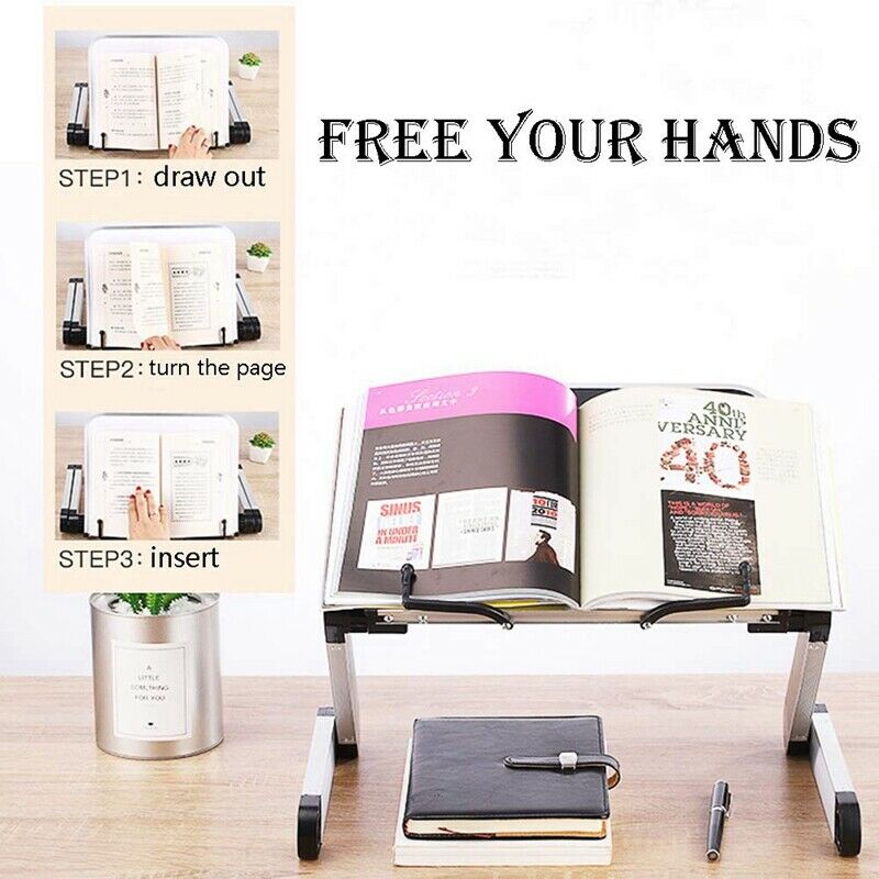 Adjustable Book Stand Height and Angle Adjustable Ergonomic Book Holder Alu