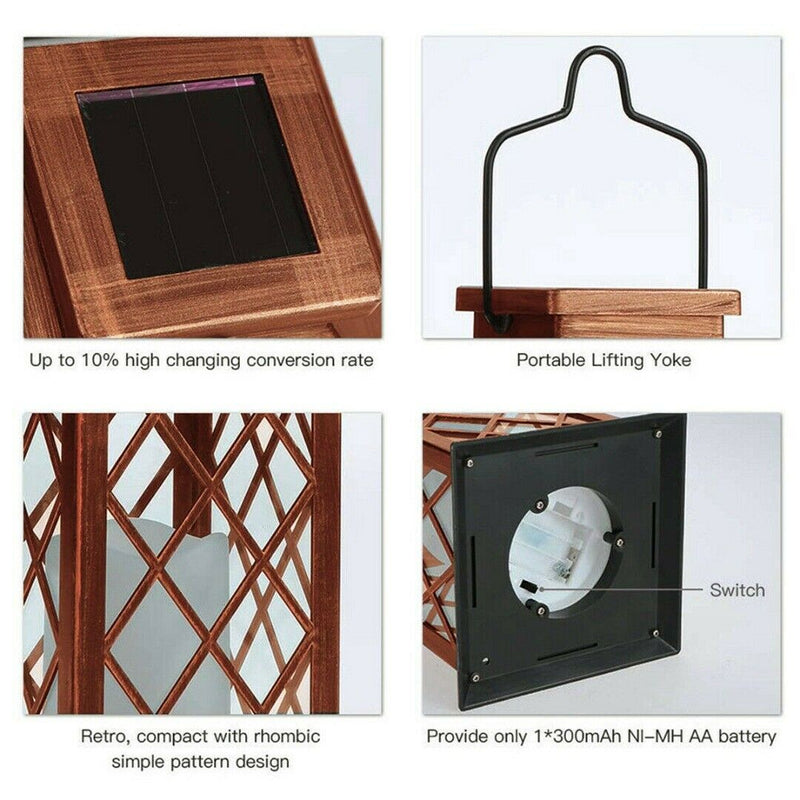Solar Powered Lamp Candle Hanging Table Lantern Outdoor Garden Light Home Decor