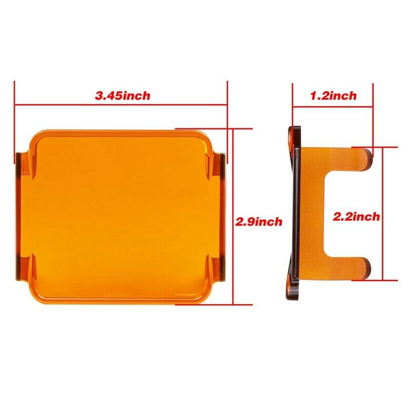 2 Pcs 3 Inch Amber Led Pod Covers Square Led Light Bar Covers Led Cube Cove M1G6