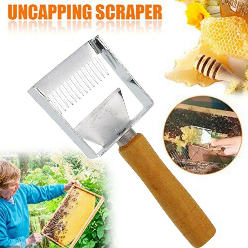 Apiculture Uncapping Fork Iron Honeycomb Honey Scraper Wooden Handle Apicul