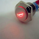 2* 16MM Metal Button With Light Reset Switch Horn Car 12V Red LED
