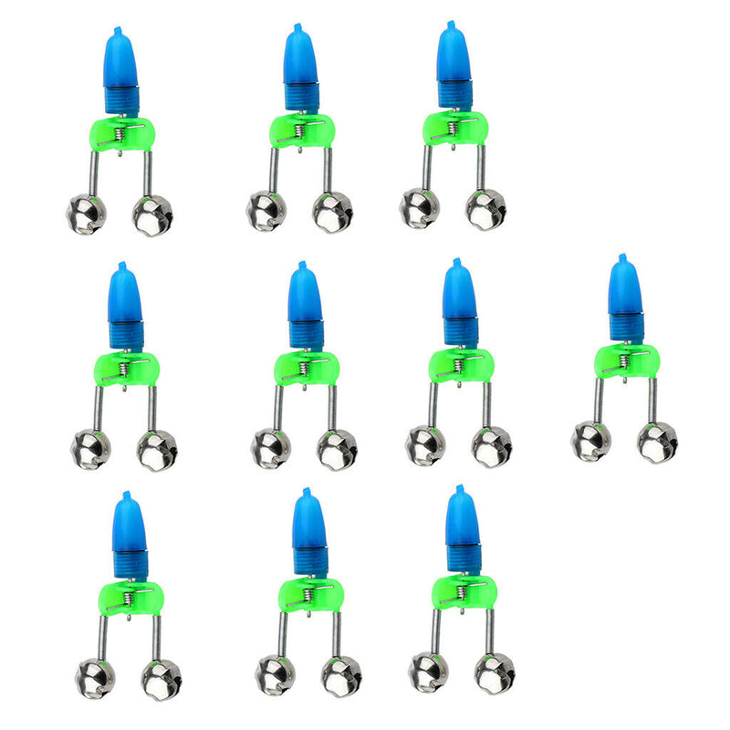 20Pcs Electronic Night Fishing Bite Alarm Twin Bells Light Alerter Ring Accs
