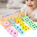 Wooden Two-In-One Early Education Puzzle Geometric Building Block Shape Cog