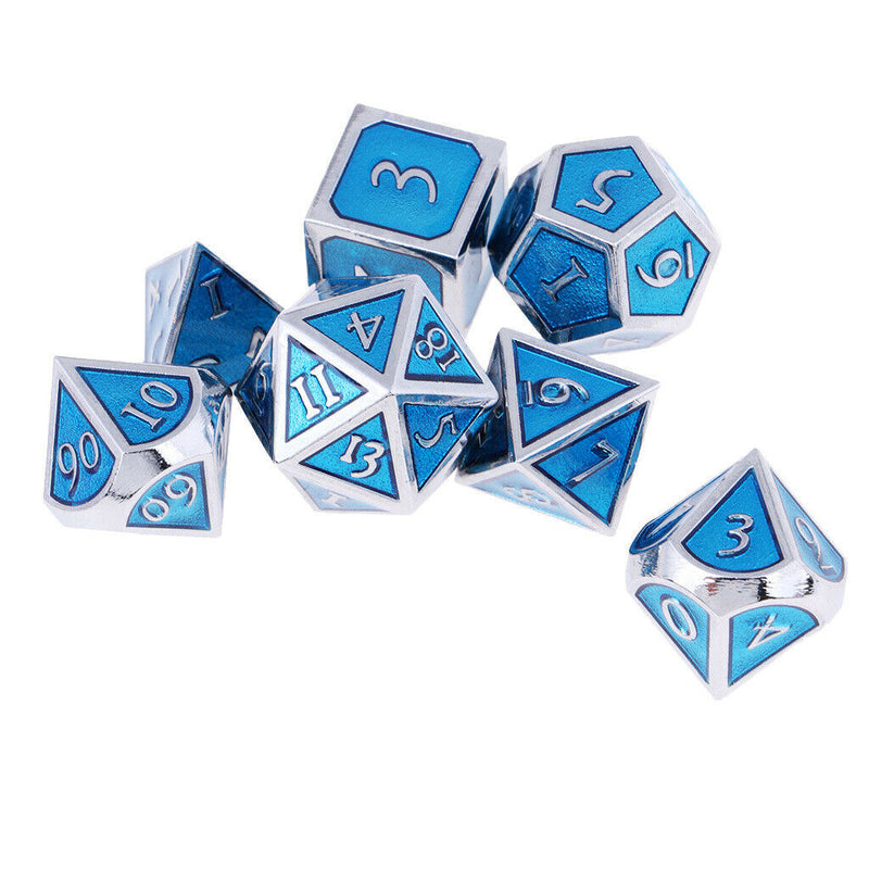 7pcs Shaped Polyhedral Blue Gem Dice For TRPG D4-D20 Game