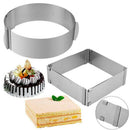 2Pcs/Set Adjustable Round Square Cake Fondant Mould Stainless Steel Cake Mo R7X4