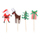 Pack of 24 Pieces Festival Cartoon Christmas Cupcake Picks Tree Santa Reindeer