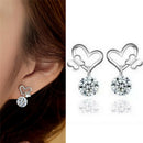 Womens Sliver Plated Crystal Zircon Fashion Jewelry Butterfly Stud Earrings JR