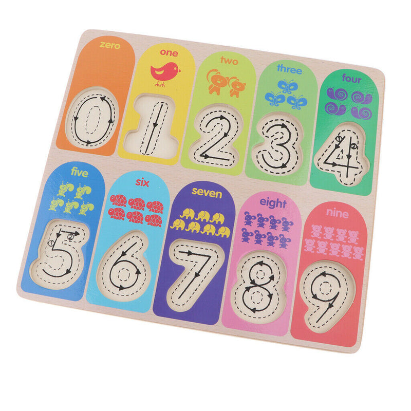 Wooden Number Block Puzzle Board Montessori Educational Math Numerical Learning