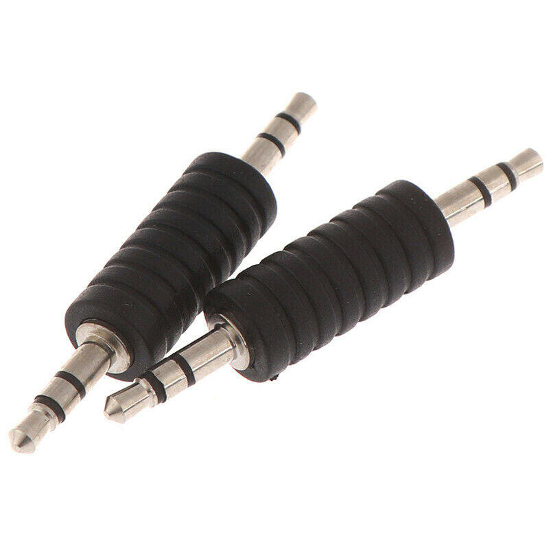 2pcs 3.5mm Stereo Male to Male Jack Audio Plug Connector Adapter Joiner JR