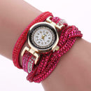 Alloy Quartz Watch Bracelet Watch Women Crystal Rhinestone Wristwatch (Red) A