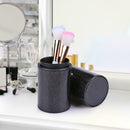 Portable PU Leather Cosmetic Storage Box Makeup Pen Brush Cup (S Black) A