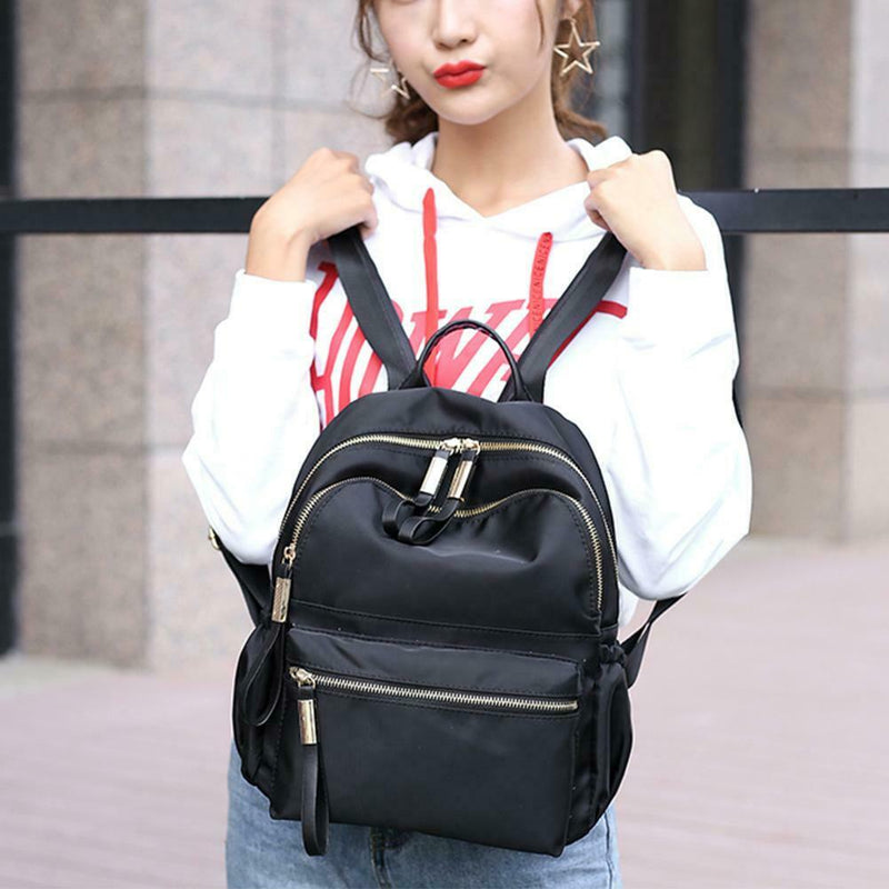 Women Large Capacity Backpack Preppy Nylon Solid Shoulder Travel Schoolbags