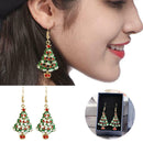Christmas Tree Hoop Earrings Rhinestone Ear Drop for Women Jewelry Gift