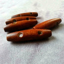 HOT 50pc Olive Shape Wooden Toggles Buttons 2 Holes Buttons Clothes Decor S L9S7