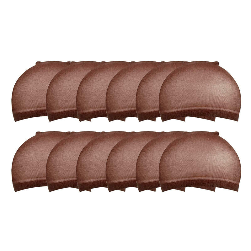 12 Packs Wig Cap Hair Breathable Stocking Nylon Stretch Liner Men Women Coffee