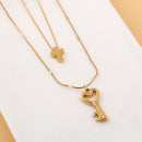 Cross Love Key Necklace Double Layer Pendant Female Jewelry Clavicle Chain