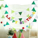 3.2m Green White Fabric Triangle Flags Banners Decor Bunting Pennant