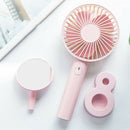 1X(Mini Portable Handheld Fan With Makeup Mirror, 2000mah Rechargeable Batt