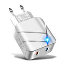 28W USB Charger Quick Charge 3.0 Wall Charger for Phone Tablet (EU White) A