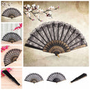 Black Spanish Style Dance Party Wedding Lace Silk Folding Hand Held Flower Fan l
