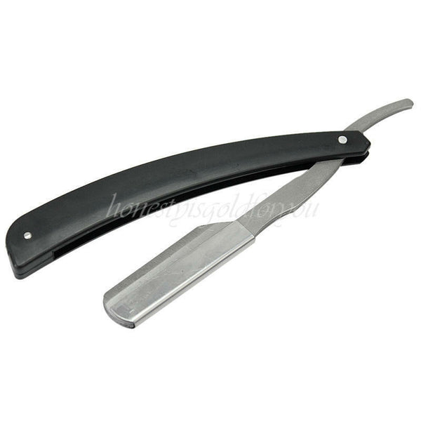 New Straight Edge Plastic Handle Steel Barber Razor Folding Shaving Shave Blade