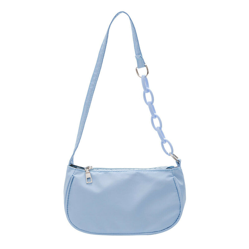 Women Casual Handbag Simple Nylon Daily Female Totes Shoulder Bags (Blue)