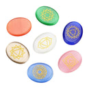 Natural Palm Stones Oval Set with Engraved Symbol Crystal Energy 7PCS/Set