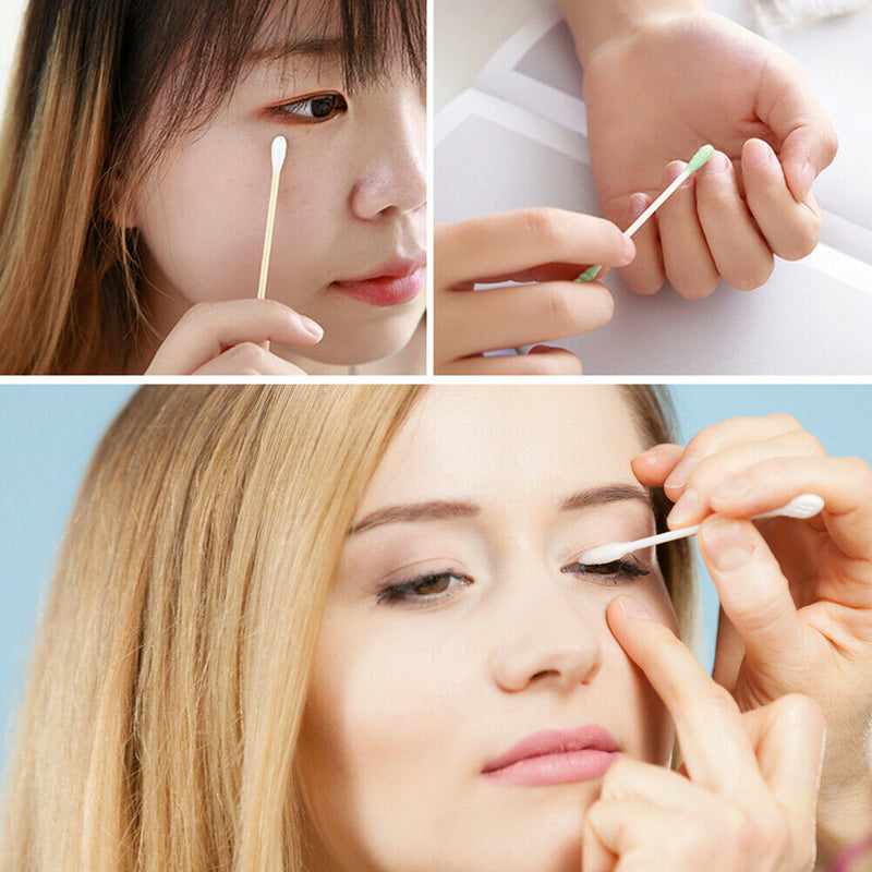 100pcs/box Disposable Double Heads Cotton Swabs Makeup Cotton Buds (Round) A