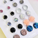 12 Pairs Charm Rhinestone Crystal Earrings Set Women Ear Stud Fashion Jewelry