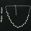 Necklace and earrings of rhinestone and pearls Artificial wedding jewelry Q4Z3