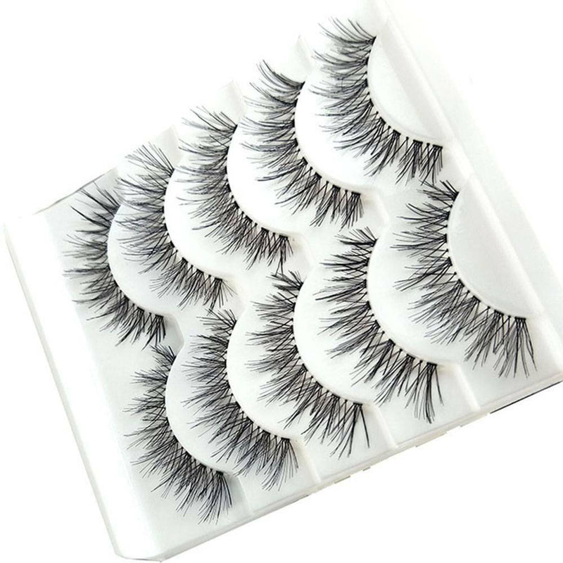 5Pair Natural Cross Eye Lashes Extension Makeup False Eyelashes Clear Band