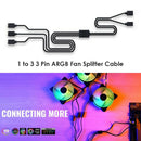 Cooler Master 3 Pin ARGB Fan Splitter Cable 1 to 3 5V Cooler Connector Cord
