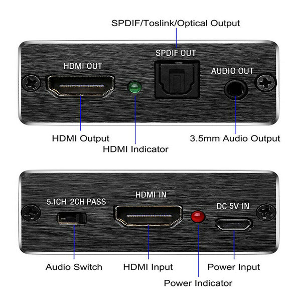4K X 2K P HDMI To HDMI +SPDIF+Audio RCA Stereo Extractor Converter Splitter