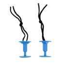 2 Pieces Plastic Bodyboard Surfboard Leash Plugs with Cords Strings Blue