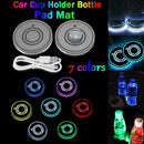 2x Car Cup Holder 7-color LED Light Pad Mat Interior USB Atmosphere E9V9