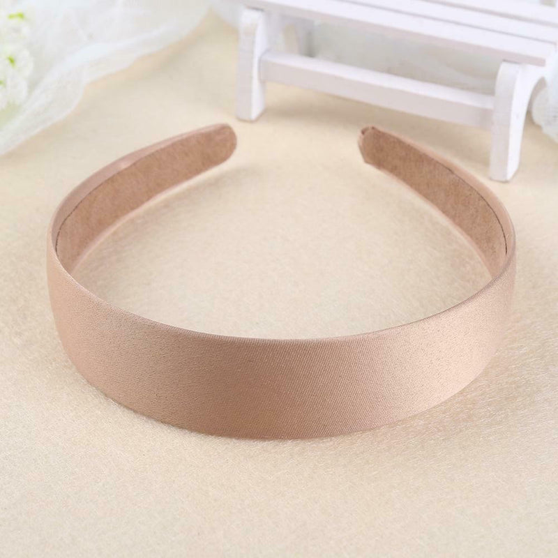Solid Color Hair Hoops Simple Headband Women Girls Wide Hairband (Beige)
