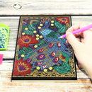 DIY Peafowl Special Shaped Diamond Painting 50 Pages Sketchbook A5 Notebook