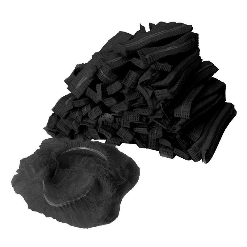 100Pcs Disposable Mob Cap Hair Net Elastic Non Woven Hats Factory Workwear Black