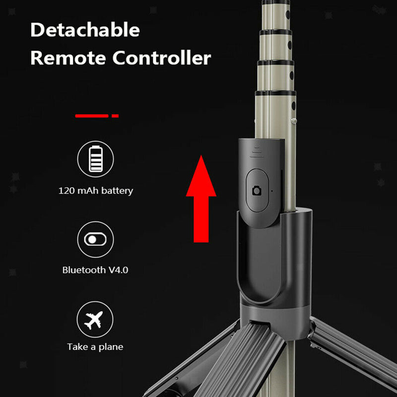 Extendable Selfie Stick Tripod 5'' in LED  Light Bluetooth Remote Self-Timer