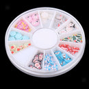 12 Styles Wheels Acrylic Mixed Slices Nail Art Tips DIY Decoration Flatbacks