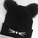 Women Devil Horns Cat Ear Winter Beanie Crochet Braided Ski Cap Wool QA Kni J5M5