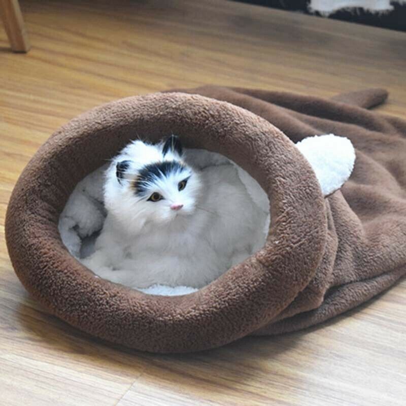 Warm Coral Velvet Cat Sleeping Bag Puppy Puppy Pet Cat Bed Kennel House Sof