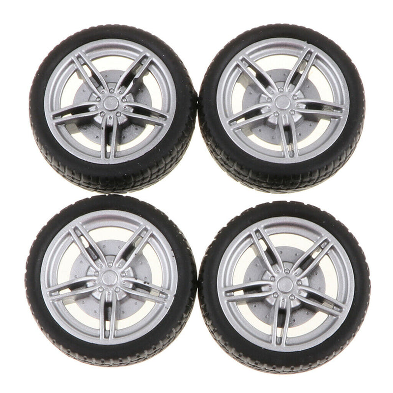 4 Pieces 40mm Wheel Rims Rubber Tyres for RC Drift Car DIY Kits Replacement