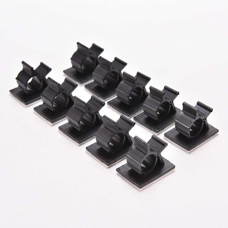 10x Cable Clips Adhesive Cord Management Organizer Wire Holder Clamp Black l Hc