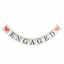 Engaged Hearts Banner Bunting Wedding Bridal Shower Engagement Party Decor M6G8