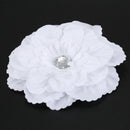 Rhinestone Peony Flower Hair Clip for Girl Toddler Lady White